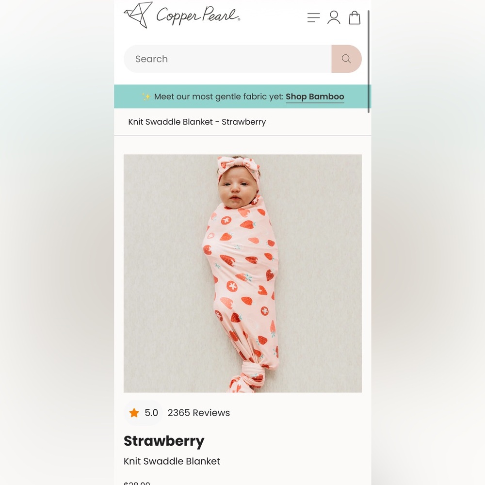 Copper Pearl Strawberry Knit Swaddle Blanket NWOT